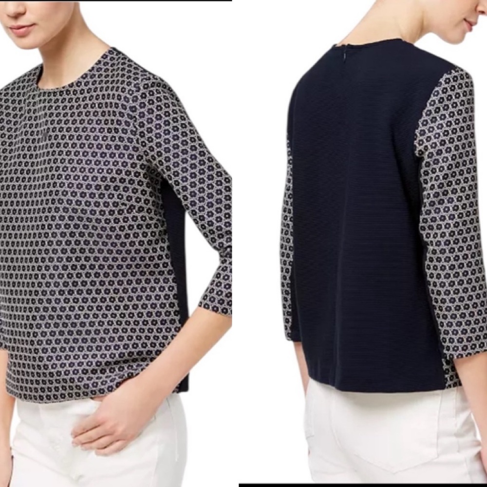 WEKEND MaxMara MOLO OLD MONEY QUIET LUXURY CREWNECK NAVY METALLIC THREAD TOP S